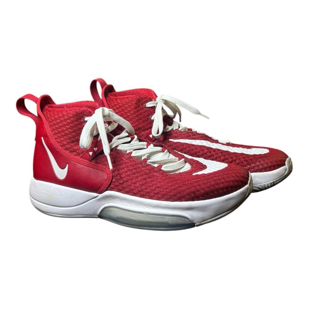 Nike Zoom Rise Men’s Mid Top Basketball Shoes Size 11.5 CN9502-604 Red &White